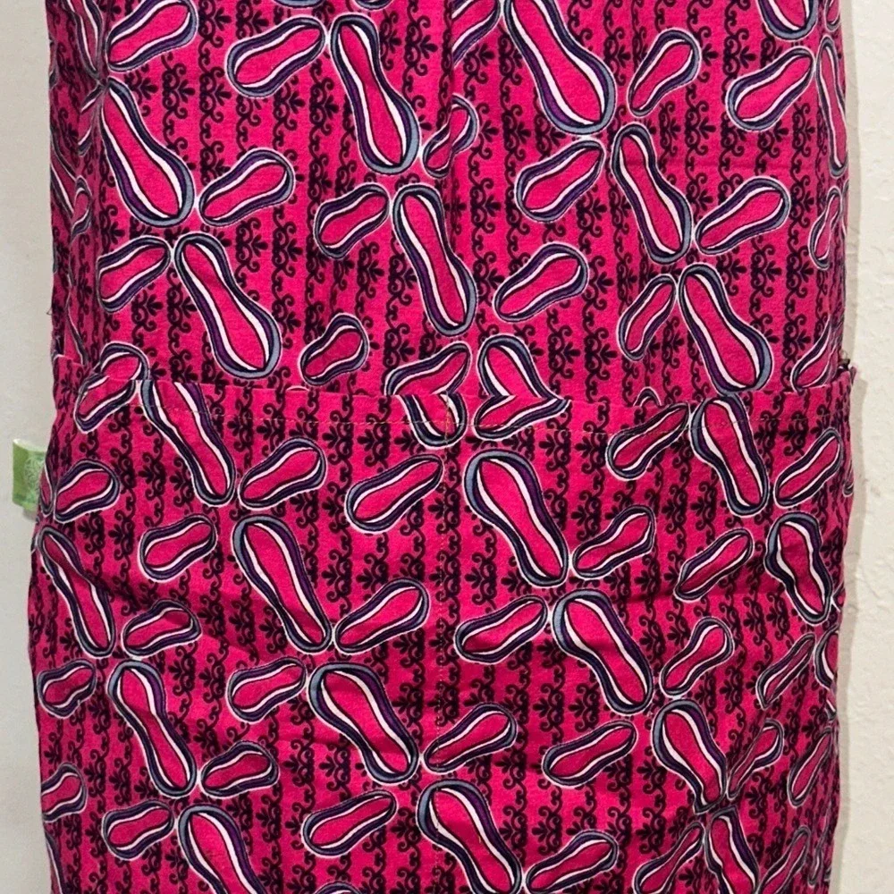 Global Mamas Pink Purple Batik Print Cotton Apron with Front Pocket Fair Trade